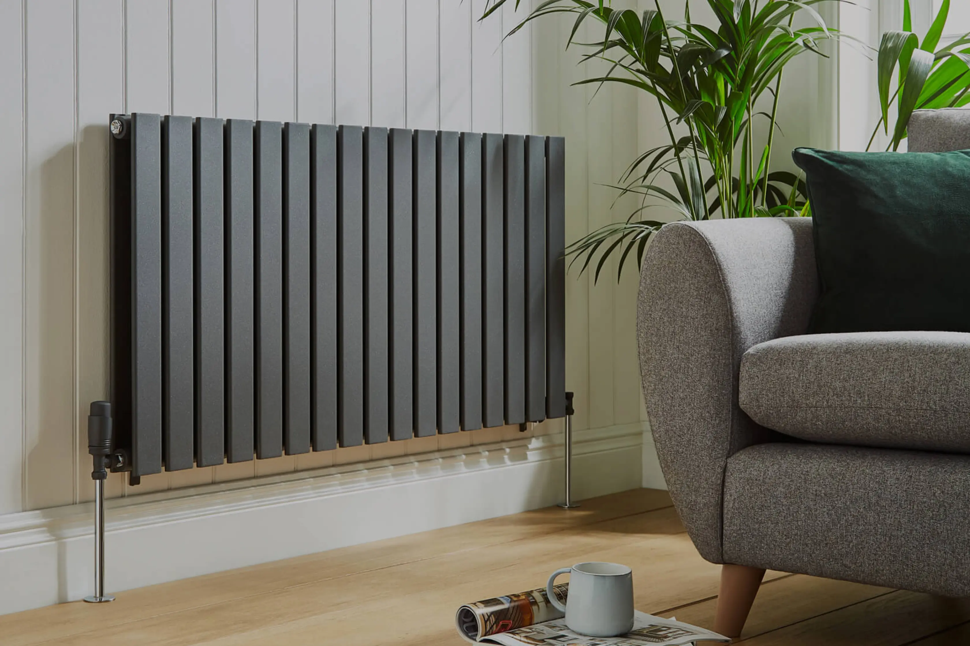 Modern Black Radiator In Home